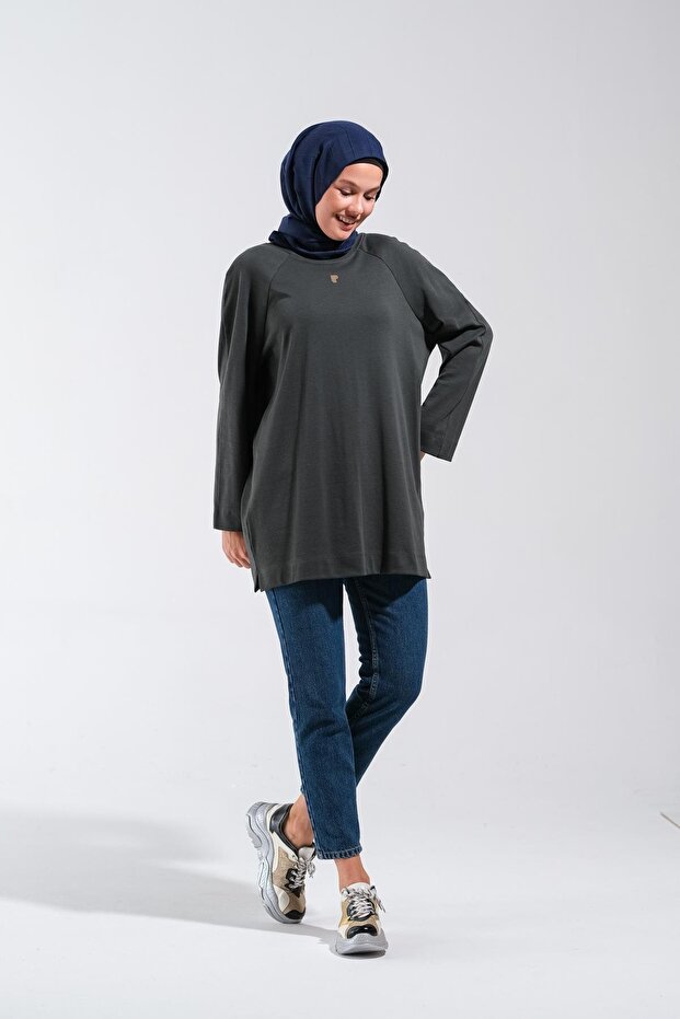 2255_Reglan الأكمام الحد الأدنى المطبوعة الأساسية كبيرة الحجم مريحة الحجاب سترة