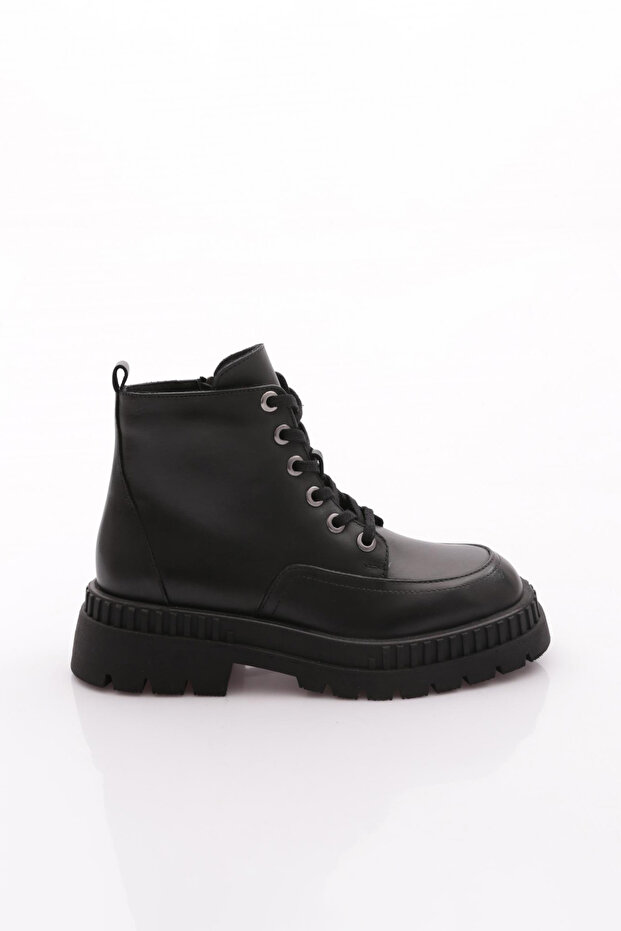 Women's black nappa genuine leather boots 315422453