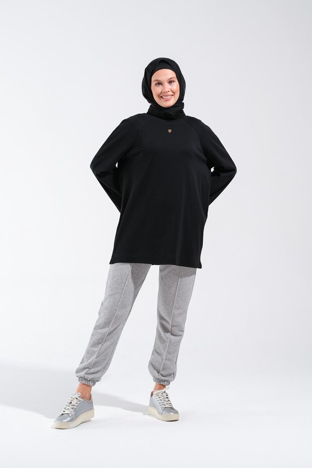 2255_Reglan الأكمام الحد الأدنى المطبوعة الأساسية كبيرة الحجم مريحة الحجاب سترة