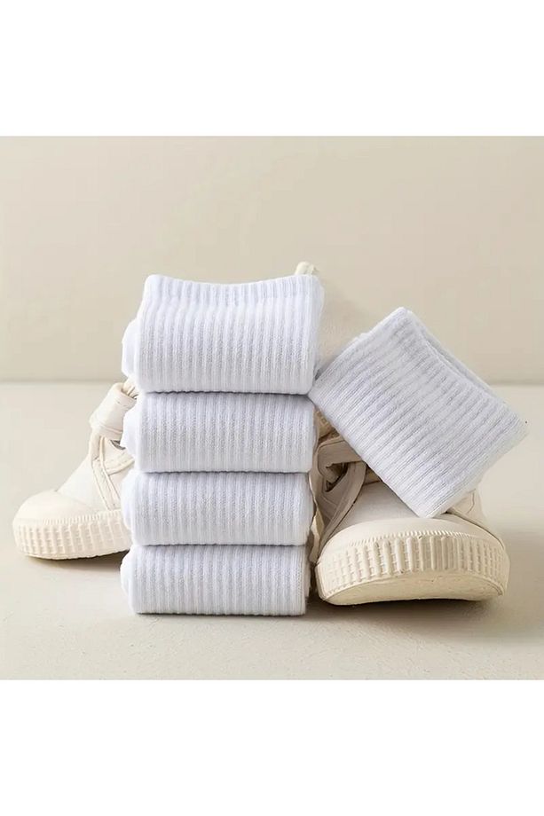 çorap evreni unisex 6'lı Beyaz Düz Tenis Çorap - 4