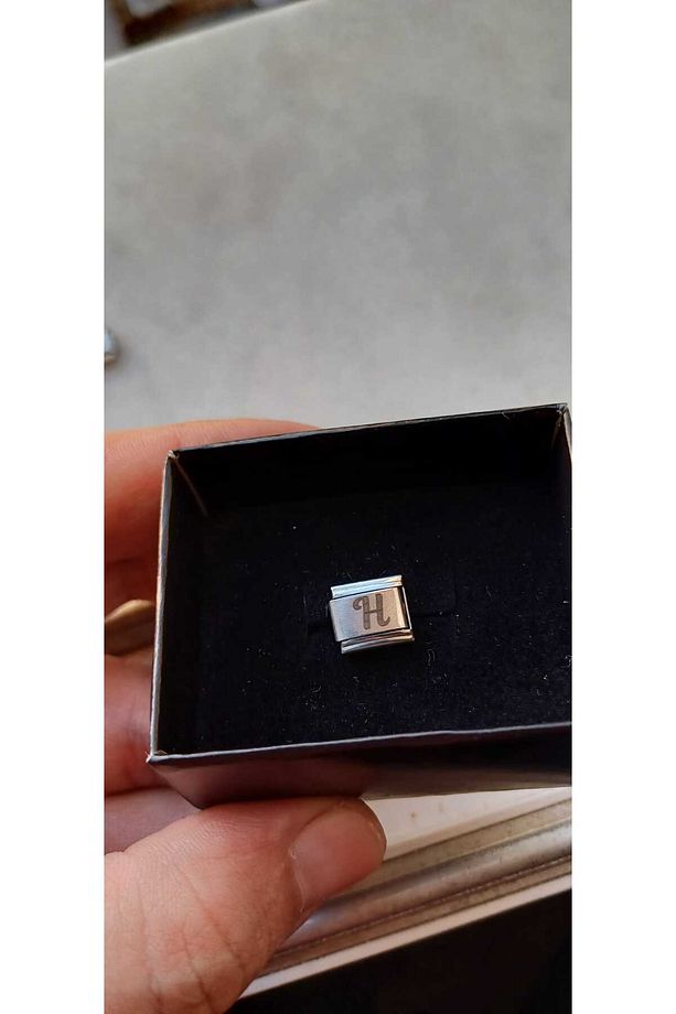 İTALYAN ÇELİK CHARM NOMİ ÇELİK CHARM H HARFİ İSİM TARİH BAŞ HARF YAZILIR 9 MM  FMACCESORİES - 1