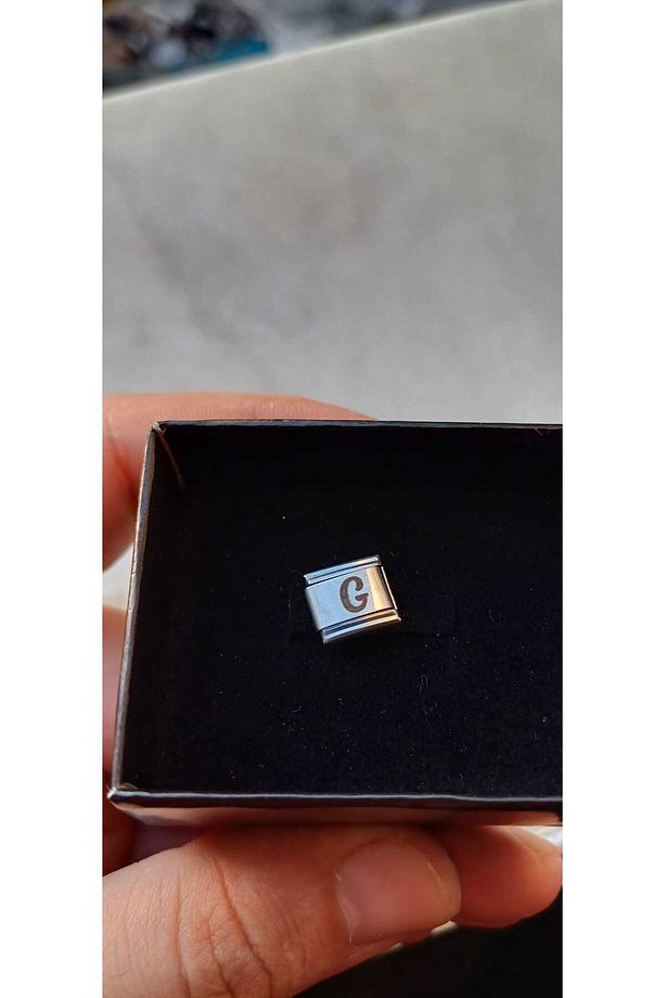 İTALYAN ÇELİK CHARM NOMİ ÇELİK CHARM G HARFİ İSİM TARİH BAŞ HARF YAZILIR 9 MM  FMACCESORİES - 5