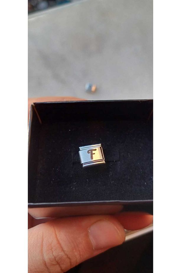 İTALYAN ÇELİK CHARM NOMİ ÇELİK CHARM F HARFİ İSİM TARİH BAŞ HARF YAZILIR 9 MM  FMACCESORİES - 5