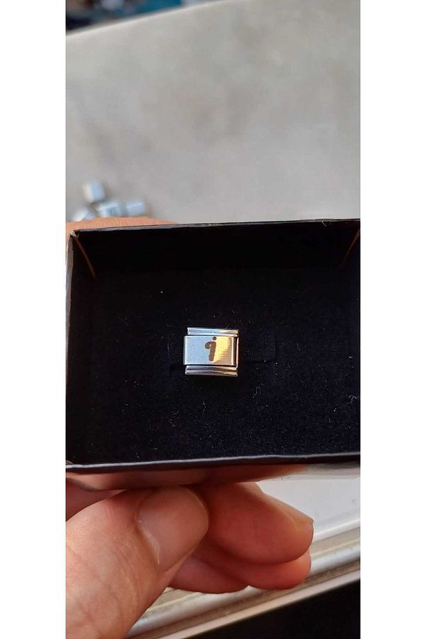 İTALYAN ÇELİK CHARM NOMİ ÇELİK CHARM İ HARFİ İSİM TARİH BAŞ HARF YAZILIR 9 MM  FMACCESORİES - 4