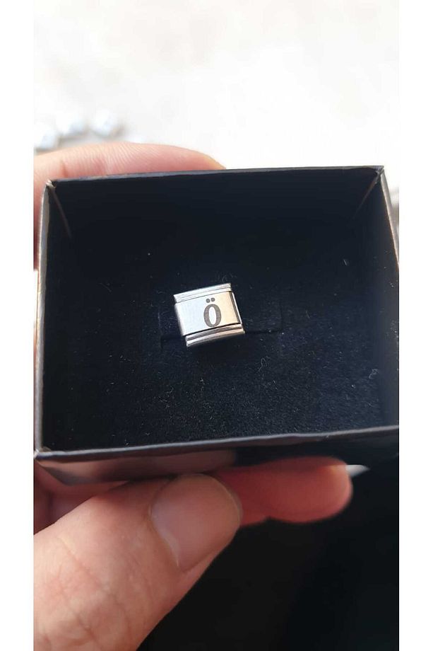 İTALYAN ÇELİK CHARM NOMİ ÇELİK CHARM Ö HARFİ İSİM TARİH BAŞ HARF YAZILIR 9 MM  FMACCESORİES - 5