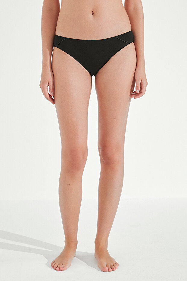 Black Cotton Basic Slip Panties