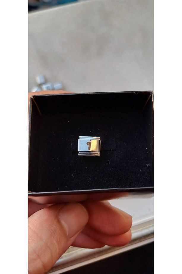 İTALYAN ÇELİK CHARM NOMİ ÇELİK CHARM İ HARFİ İSİM TARİH BAŞ HARF YAZILIR 9 MM  FMACCESORİES - 5