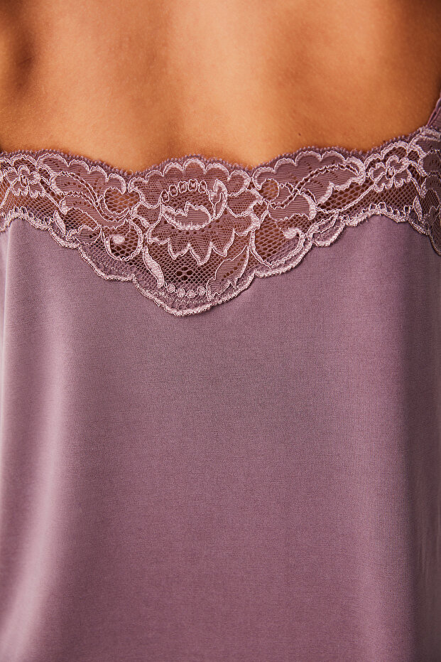 Dantel Detaylı Ince Askılı Atlet - 5