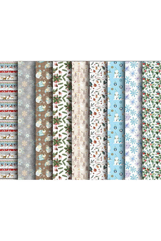 New Year Themed Gift Wrapping Paper (35x50 cm 9 Pieces)