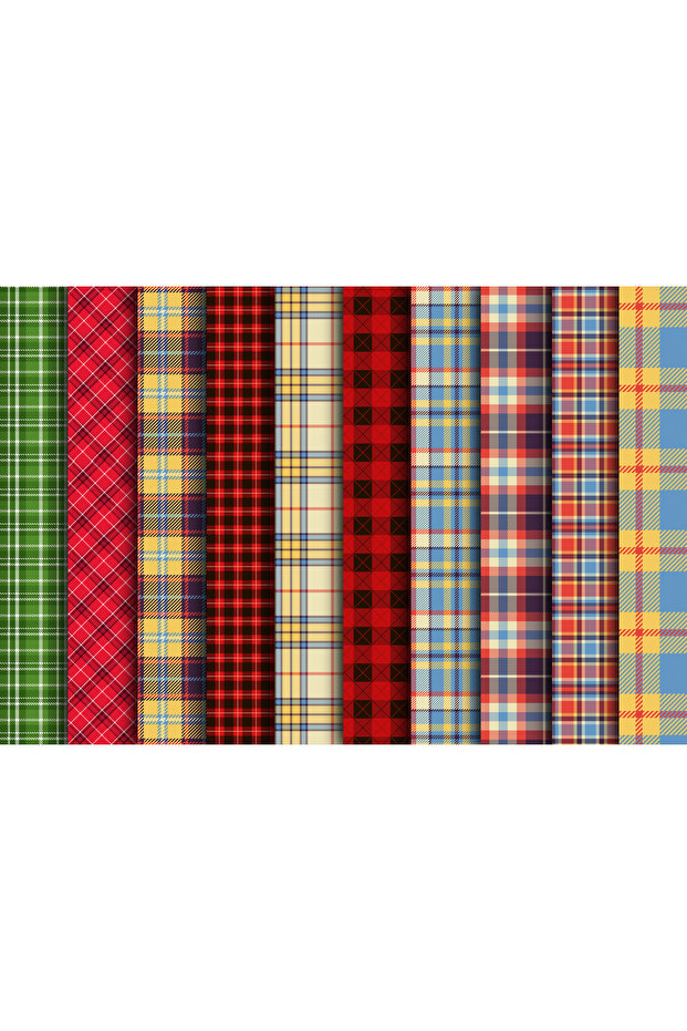 Plaid Themed Gift Package Paper (35X50 cm 10 Pieces)