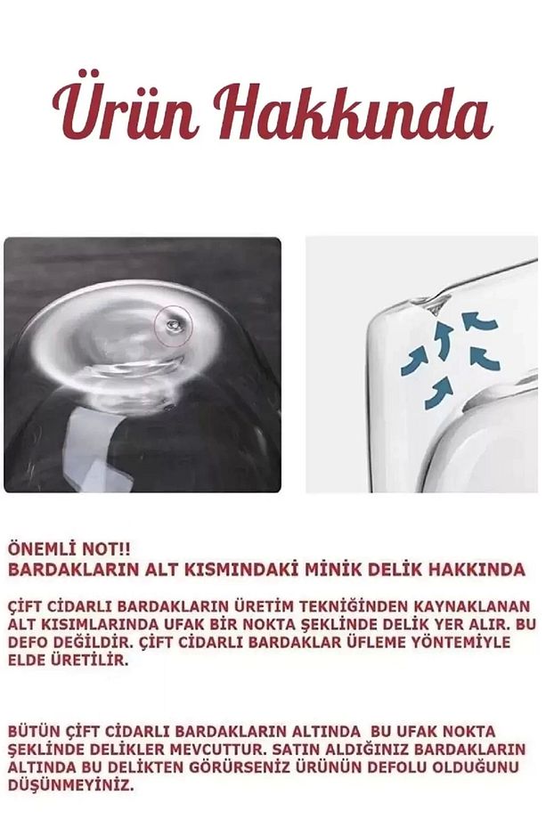4'Lü Çift Cidarlı Cam Kupa Bardak  Fincanı Çift Katlı Isı 450 ml Ev Ofis - 3