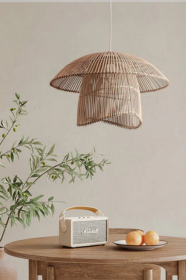 Rattan Bambu Hasır Makrome Sarkıt Avize 40 cm - 1