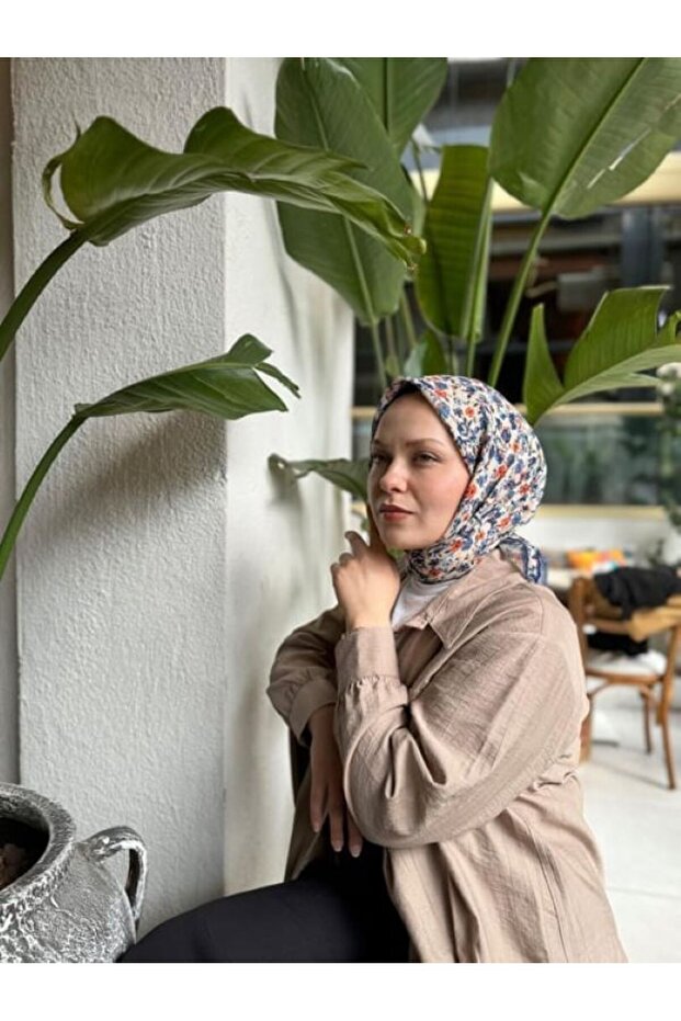 Soft Pamuk Çiçekli Eşarp - 2