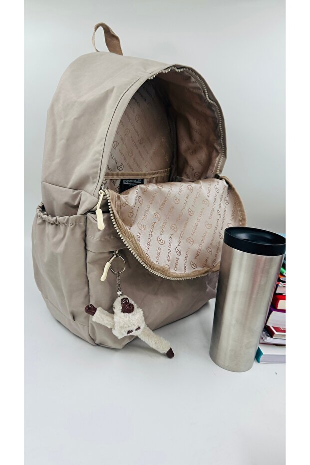 luxury Crinkle Fabric - High School Junior High School Backpack, Bergamo with Keychain Gift
