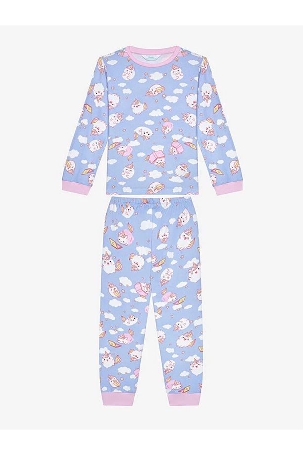 Kız Çocuk Unicorn Termal Çok Renkli Pijama Takımı - 1