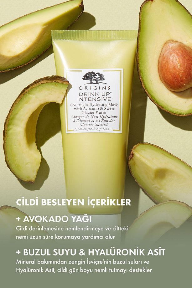 Drink Up Avokado ve İsviçre Buzulu Suyu İçerikli Yoğun Gece Maskesi 75ml - 2