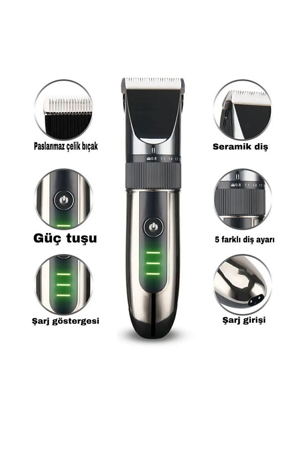 Erkekler Için Sakal Kırpma Profesyonel Saç Makası Usb Şarj Edilebilir Makine Saç Kesme Rdl-2075 - 5