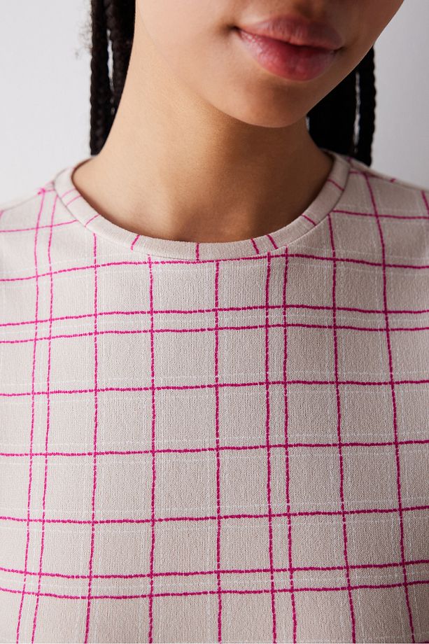 Checked Gri Pantolon Pijama Takımı - 3
