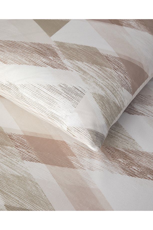 Modern Argyle Çift Taraflı Pamuk Tek Kişilik Nevresim Takımı 160x220 cm Bej - 5
