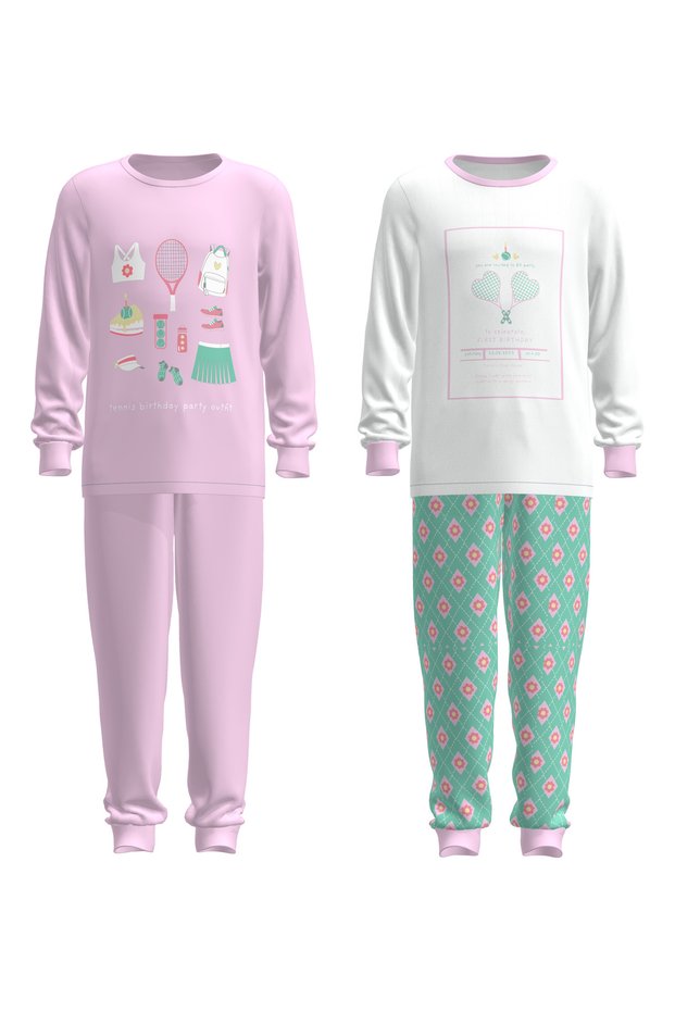 Cotton Girl's Birthday Party Multicolored 2-Piece Pajama Set