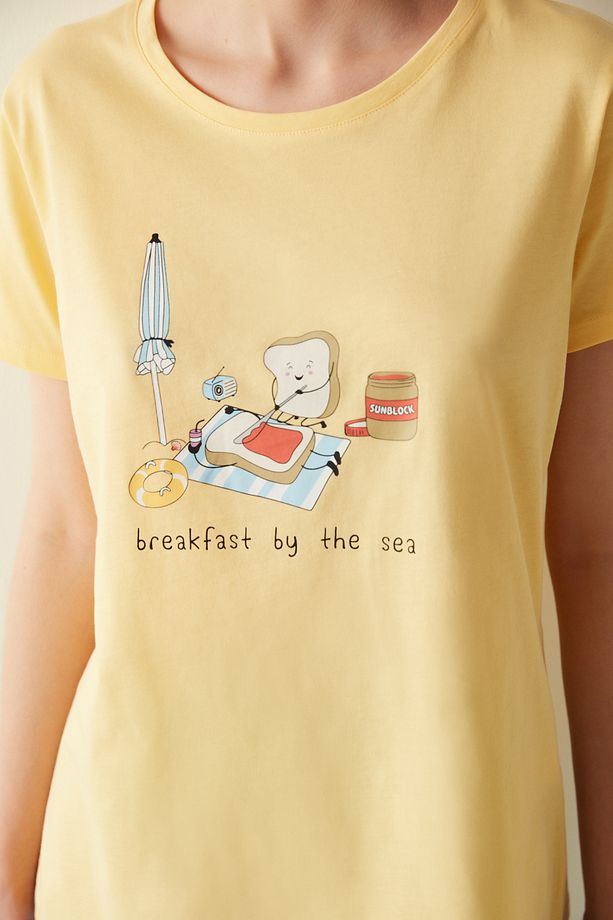 Kahvaltı Baskılı Pijama Takımı - 4