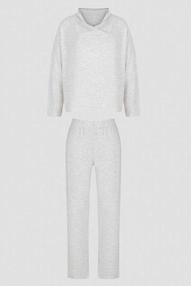 Grey Over And Out Termal Pantolon Pijama Takımı - 6
