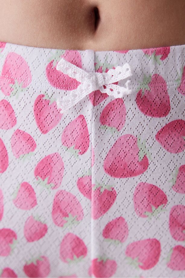 Strawberry Pointel Pembe Pantolon Pijama Altı - 3