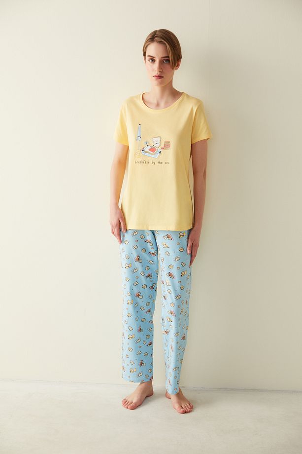 Kahvaltı Baskılı Pijama Takımı - 2