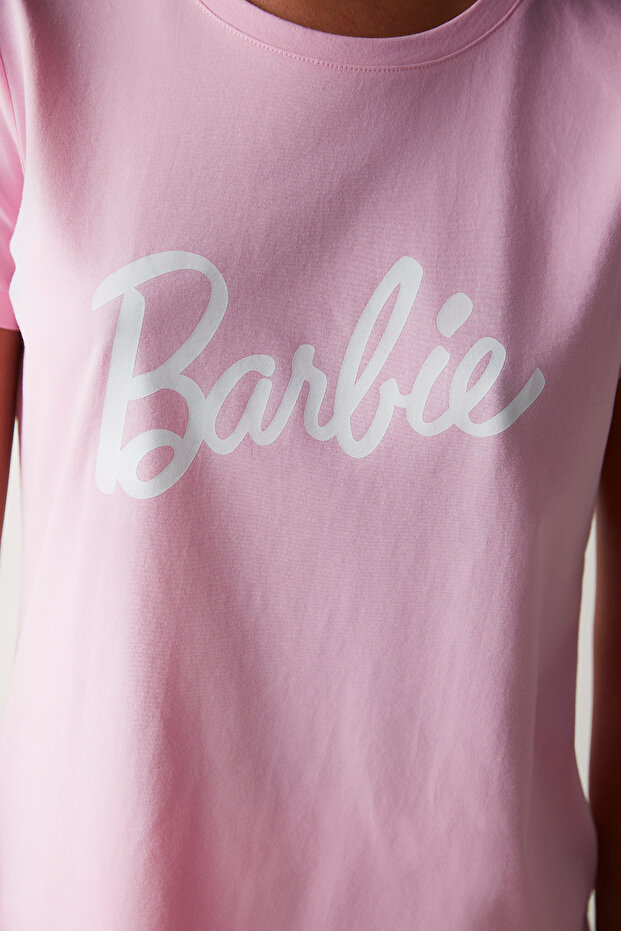 Barbie Baskılı Şortlu Pijama Takımı - 5