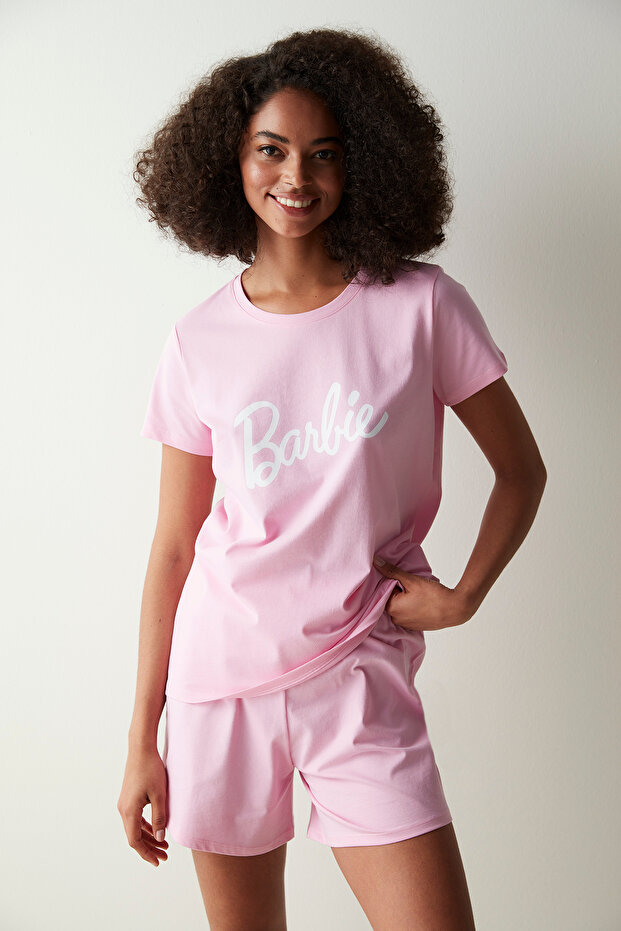 Barbie Baskılı Şortlu Pijama Takımı - 1