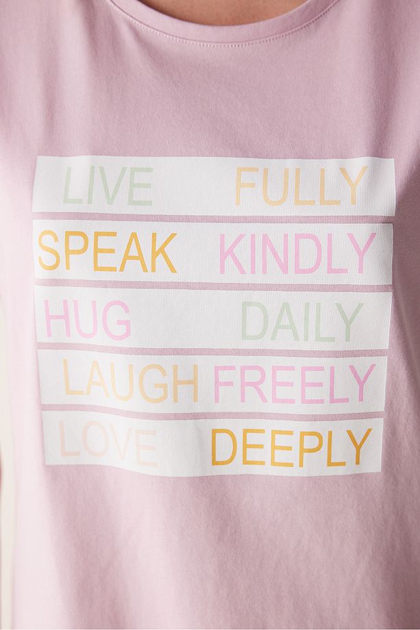 Live Fully Lila Kapri Pijama Takımı - 5