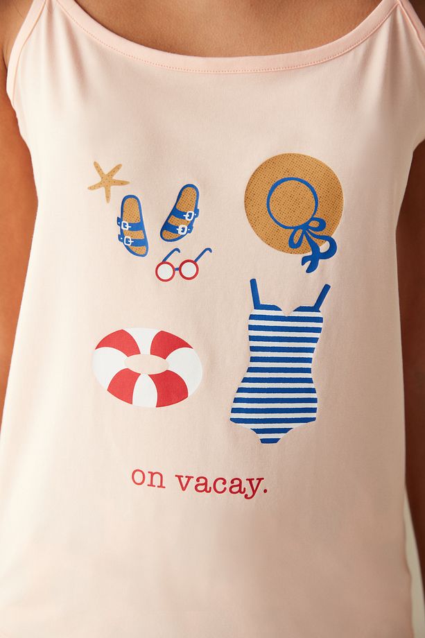 On Vacay Baskılı Atlet Şort Pijama Takımı - 4
