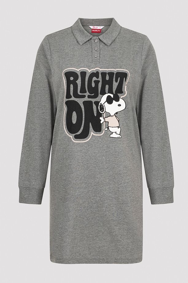 Snoopy Right On Baskılı Gecelik - 5