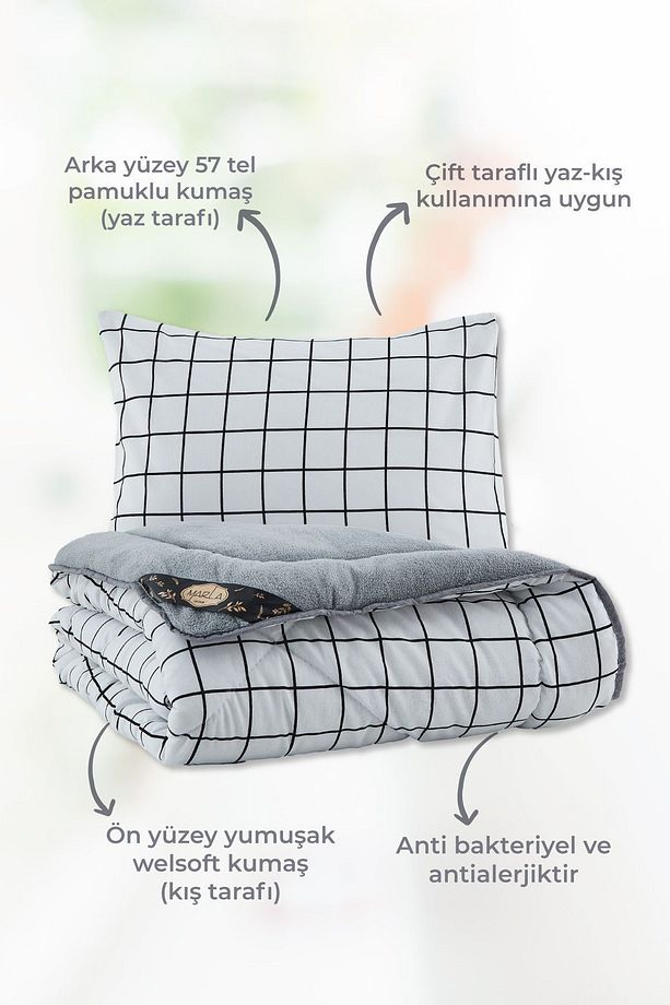 Welsoft Line Desen Tek Kişilik Renkli Uyku Seti - 3