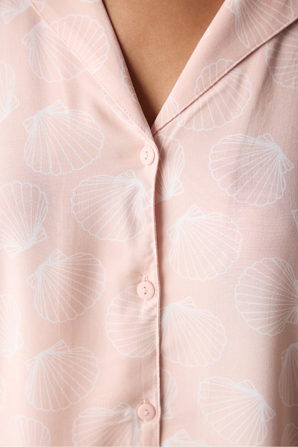 Rosy Shells Düğmeli Gömlek Şort Pijama Takımı - 3