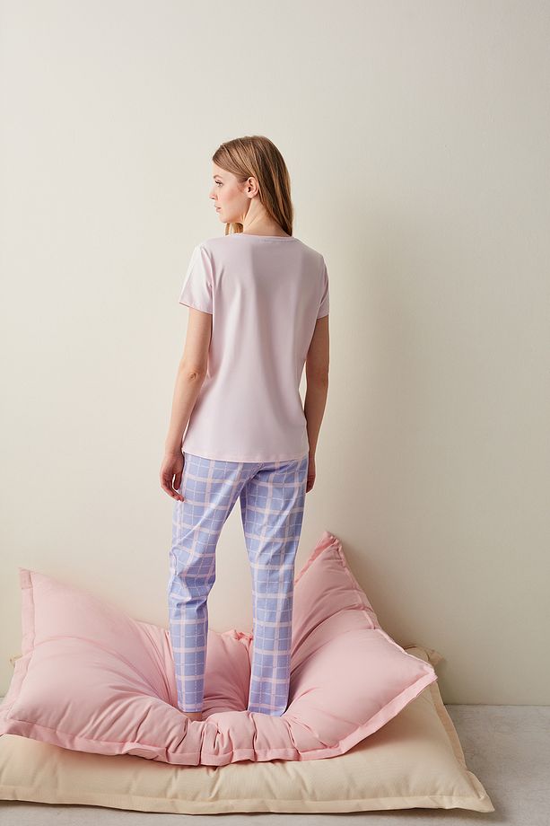 Relax Lavender Checked Pijama Takımı - 5