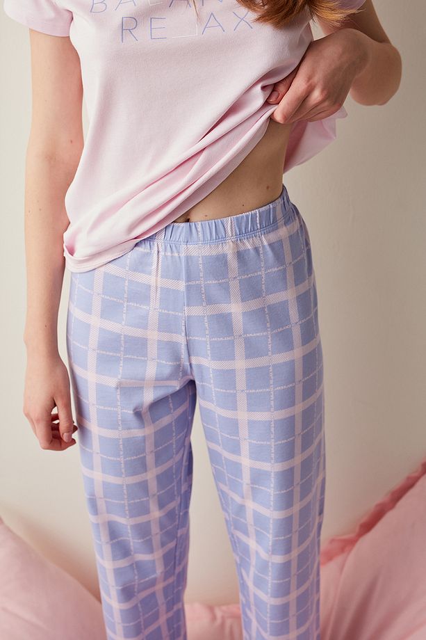 Relax Lavender Checked Pijama Takımı - 3
