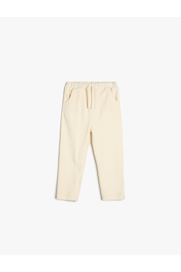 Velvet Corduroy Sweatpants with Tie Waist Pockets