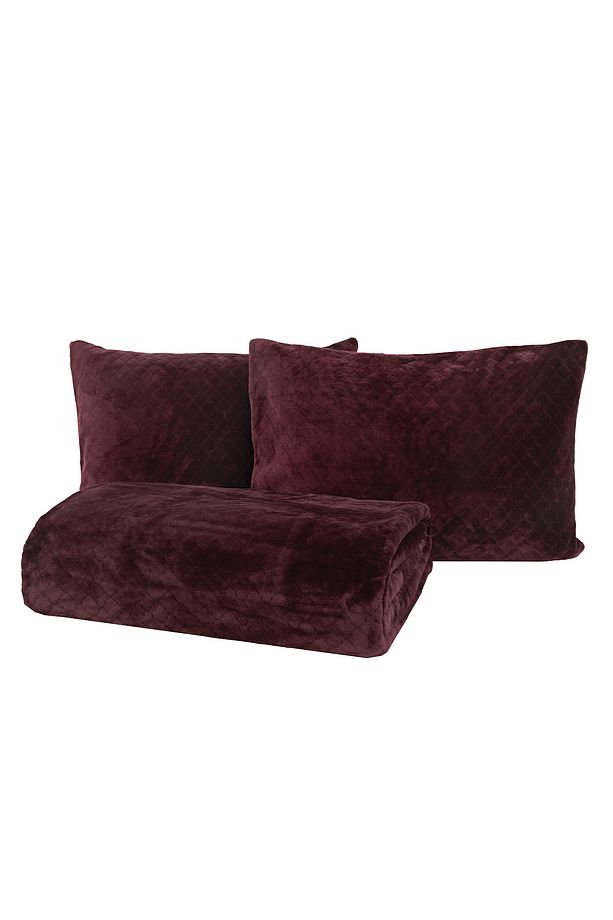 Belly Tek Kişilik Battaniye Yatak Örtüsü Seti - Bordo - 3