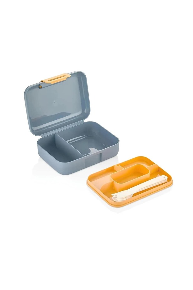 Nutrition Container with Juice Compartment - Diet Container with Plate - Cutlery and Spoon Included - 3