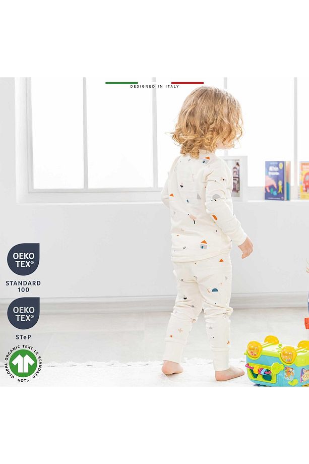 EleleLife Bebek Çocuk Pijama Takımı 1 Tog Krem Mono - 8