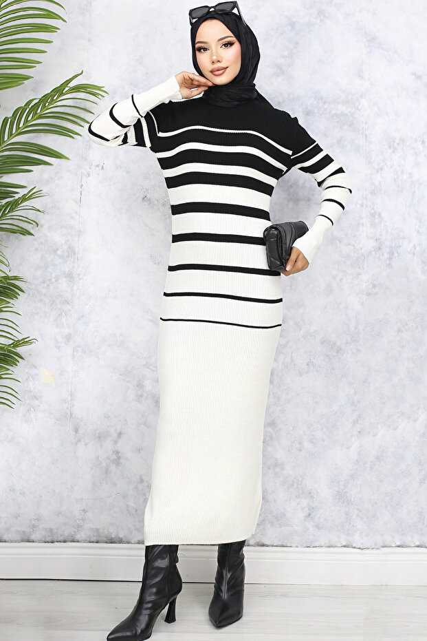 6107 Turtleneck Knitwear Dress Black
