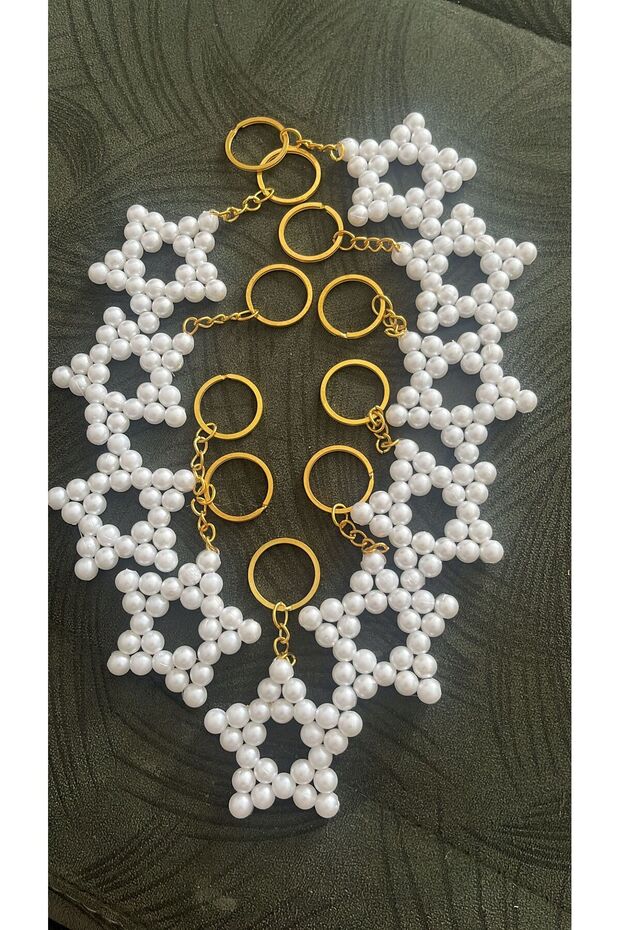 Star with Pearls - Keychain Gift Set of 10