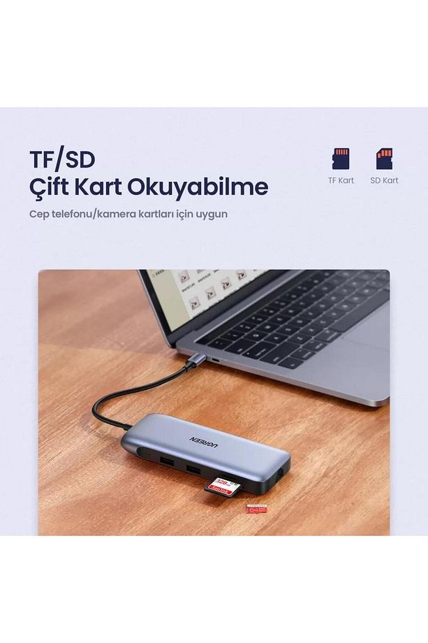 Type-c To Usb 3.0 Hdmı Vga Displayport Rj45 Tf Sd Pd Dönüştürücü Adaptör - 5