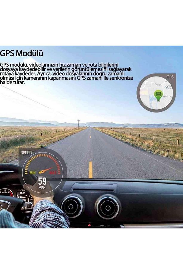 A129 Pro 4k Gps'li Akıllı Araç Kamerası - 7