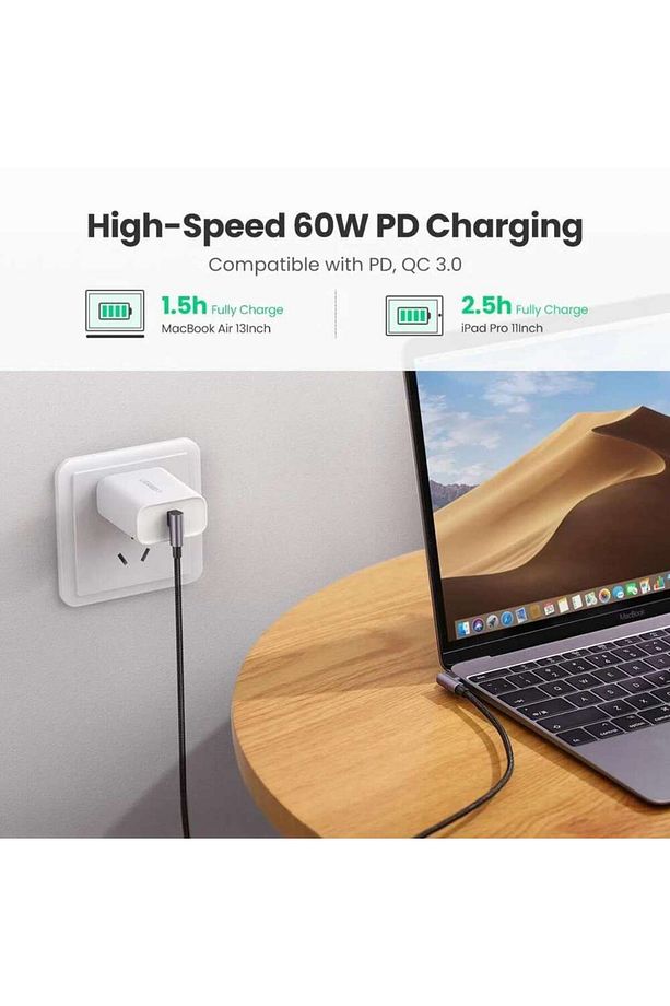 90 Derece Type-c To Type-c 60w Data Ve Şarj Kablosu 1 Metre - 5
