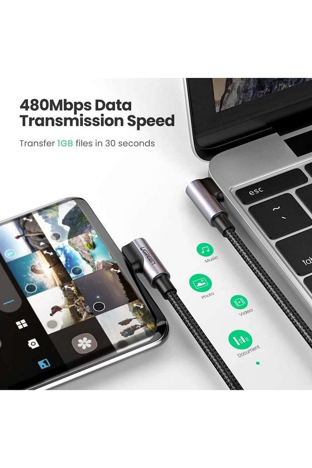 90 Derece Type-c To Type-c 60w Data Ve Şarj Kablosu 1 Metre - 2