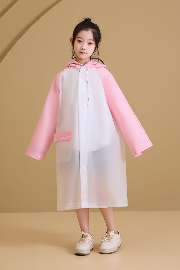 Raincoats for Kids, Reusable Rain Ponchos with Hood and Sleeves Waterproof