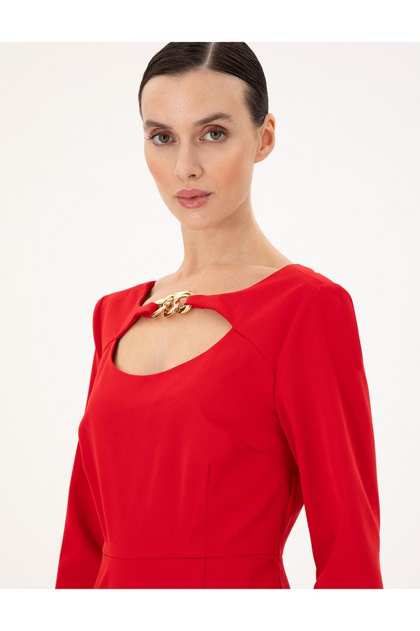 Kırmızı Regular Fit Dokuma Elbise 50292372-VR030 - 2