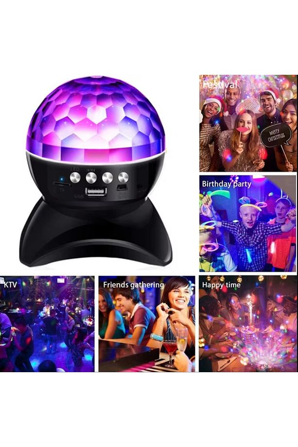 360 Derece Dönebilen Disko Topu Bluetooth Hoparlör Parti Led Lambası  USB-SD KART - AUX Girişli L740 - 3
